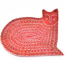 Vaneal Group Hand Carved Kisii Soapstone Red Kitten Cat Shape Trinket Dish Kenya - £16.71 GBP