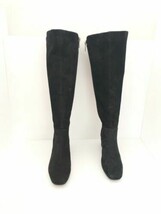 Bandolino FLORIE Suede Tall Boots Block Heel Stretch Calf Full Zipper Black 6.5 - $46.27