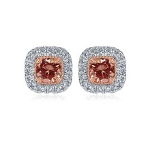 1.15 Carats Rond Labo Grown Vif Rose Boucles Oreilles Diamant 14k or Blanc - $17,833.02 MXN