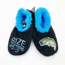 Snoozies Men&#39;s Slippers Size Matters Fishing Small 7/8 Black - £11.62 GBP