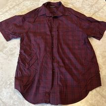 Roundtree &amp; Yorke Long Sleeved Button Front Shirt Red With Blue Plaid- L - $11.73