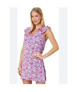 Lilly Pulitzer Linwood Ruffle Pink and Blue Print Romper Size 8 Lined New - $99.00