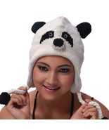 PANDA ANIMAL HAT ADULT Warm Lined Knit Laplander Ski Cap Wool Snowboard NEW - $246.52 MXN