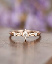 0.35Ct Marquise Round Cubic Zirconia Rose Gold-Plated Vintage Engagement Ring - £88.64 GBP