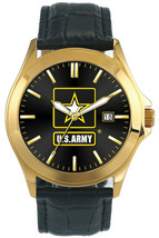 Mens Watch Deluxe Padded Premium Grade Leather Band U.S. Army 55B - £46.93 GBP