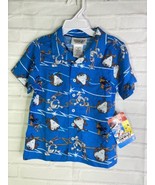 Looney Tunes Taz Devil Bugs Bunny Daffy Button Up Down Shirt Boys Size 4 - £24.85 GBP