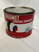 Calumet Baking Powder Tin 5lb Native American Indian Head Vintage Decor - £19.32 GBP