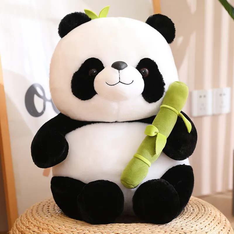 25cm Kawaii Panda With Bamboo Soft Stuffed International Favorite Dolls Birthday - £13.58 GBP