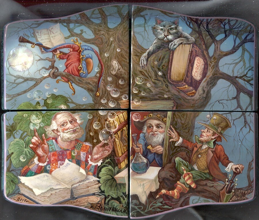 Fedoskino Hand Painted One of a Kind Russian Lacquer Box "The Magician by Maslov Item image 7