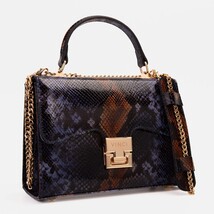The Venezia Navy Blue Leather Snk Handbag image 4