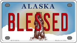 Blessed Alaska State Novelty Mini Metal License Plate Tag - £11.72 GBP