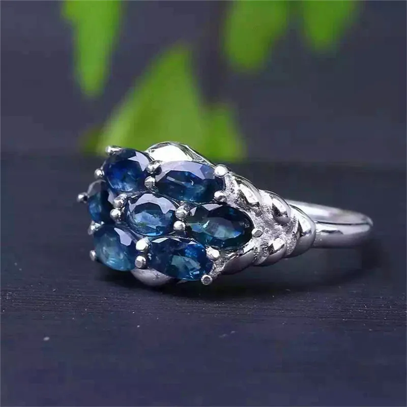 Real Natural Sapphire 925 Sterling Silver Rings Fire Gem Stone Deep Dark Blue Pr - £59.66 GBP