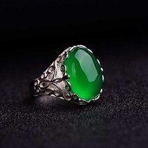 Adjustable Green Chalcedony Women&#39;s Rings Fashion Trendy Party Jewelry for Lady  - £8.99 GBP