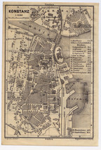 1905 Antique Map Of Konstanz Germany / Schaffhausen Switzerland - £18.54 GBP