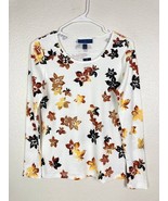 Karen Scott Floral Long Sleeve Top Women Extra Small Scoop Neck White Or... - $24.75