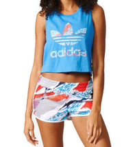 adidas Womens Tops Loose Crop Tank Top Size X-Large Color Super Blue - £23.94 GBP