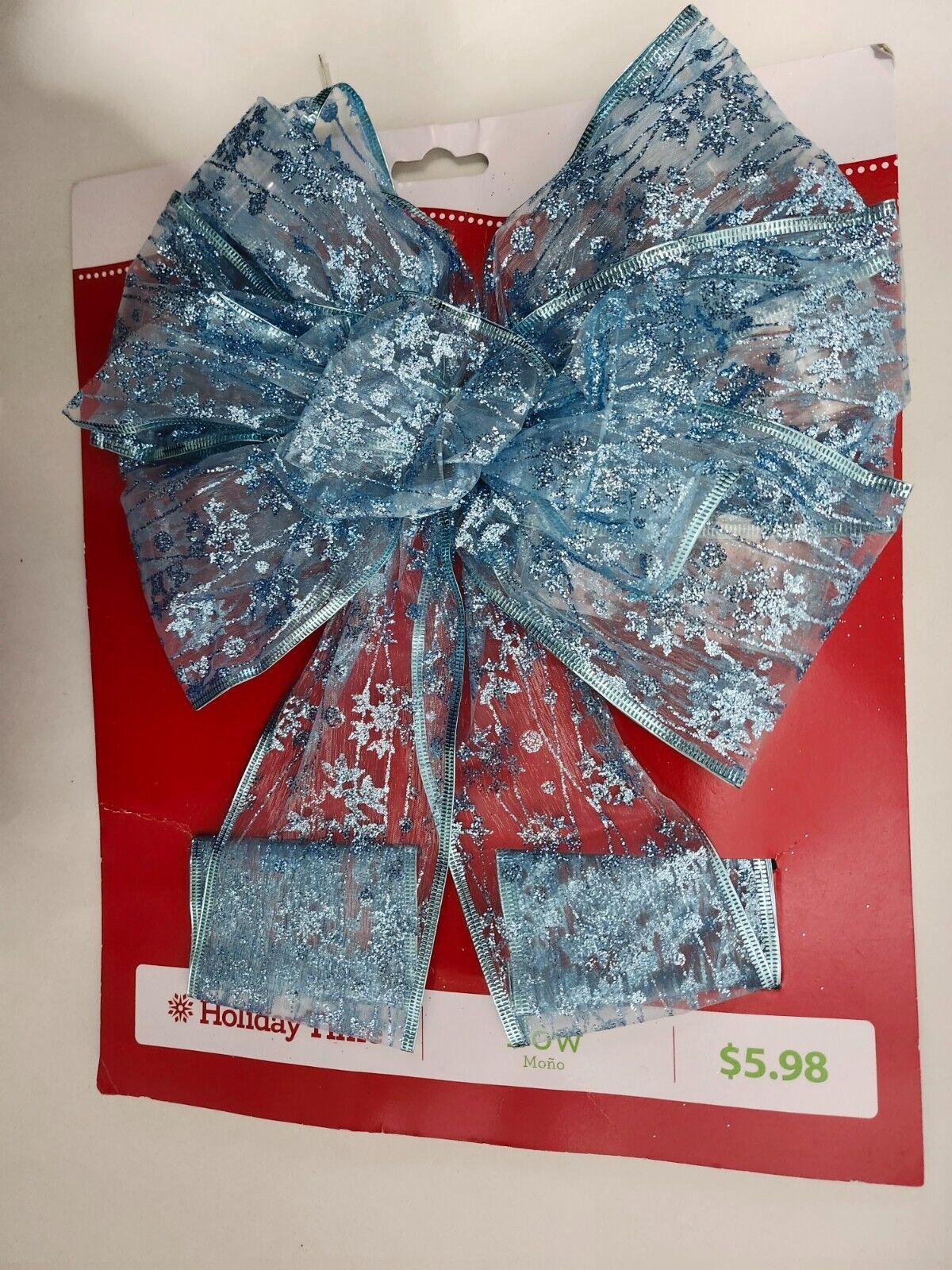 Teal 11&quot; Wide Glitter Bow Wired Ribbon 26&quot; Tail Christmas - $6.65