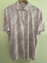 Large NAT NAST Hawaiian Golf Polo Shirt-Pnk/Wht Striped Cotton/Poly S/S ... - $24.74