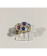 10k Yellow Gold Women&#39;s Multi Color Birthstone Cocktail Ring - $130.00