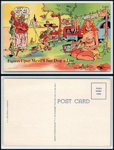 Vintage Postcard - Fishermen Staring At Girl In Bikini Top (BE) - £2.36 GBP