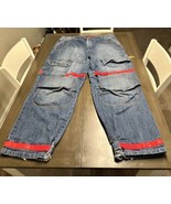 Marithe Francois Girbaud 90s Jeans Red Shuttle Tape Blue Denim Wide Leg ... - £90.73 GBP