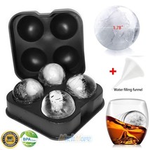 Silicone Ice Ball Maker 4 Round Sphere Tray Cube Mold Whiskey Cocktails ... - $17.99