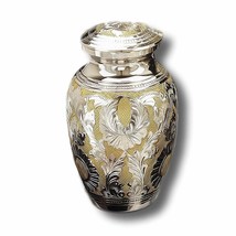 Classic Silver/Gold Keepsake Brass Cremation Urn with Velvet Heart Case 3 Inches - £56.29 GBP