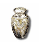 Classic Silver/Gold Keepsake Brass Cremation Urn with Velvet Heart Case 3 Inches - $69.99