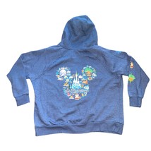 Walt Disney Mouse Map Full Zip Hoodie Sweater in Heathered Blue Size 2X - £24.93 GBP