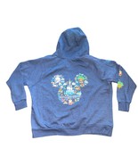 Walt Disney Mouse Map Full Zip Hoodie Sweater in Heathered Blue Size 2X - $32.39