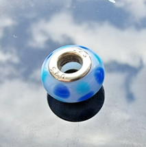 VINTAGE 925 STERLING SILVER BLUE MURANO GLASS CHARM - €16,26 EUR