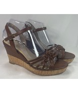 RARE BANDOLINO BROWN CORK WEDGE SANDLES SIZE 8M - $22.69 CAD