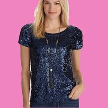 White House Black Market Classic Stretch Sequin Tee Ballet Top, Small, N... - $59.00