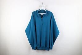 Vtg 90s Streetwear Mens Large Faded Blank Baggy Fit Half Zip Pullover Sw... - $33.62