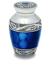 Grecian Blue 3 Cubic Inches Small/Keepsake Funeral Cremation Urn for Ashes - £55.94 GBP