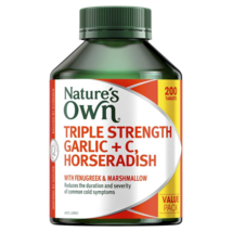 Nature&#39;s Own Garlic,Vitamin C + Horseradish Triple Strength for Immunity 200 Tab - £93.33 GBP