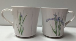 Lot Of 2 Vintage Corningware Shadow Iris Purple Flower Coffee Tea Mugs Cups USA - £7.77 GBP