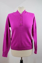 Vtg 80s Outlander S Fuchsia Pink Lambswool Angora Henley Button Sweater - $26.60