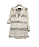 BCBG MAXAZRIA Womens Top M White Floral Lace Blouse Cottagecore Beachy - $21.66