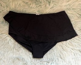 Lands End High Waist Bikini Swimsuit Bottoms Size 14 Black Side Ruffle NEW - $33.66