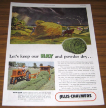 1951 Print Ad Allis-Chalmers Tractor Pulls Roto Hay Baler Lightning Storm Horses - £12.74 GBP
