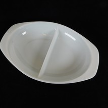 Pyrex Opal Milkglass Divided Vegetable Serving Bowl 13.25&quot; 1.5 qt part no 1063 - £11.57 GBP