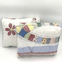 JCPenney Home 2 King Pillow Shams Patchwork Quilted Ring Red Blue K6 - £23.86 GBP