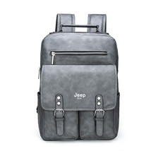 JEEP BULUO Men Waterproof Backpack 15.6 Laptop School Bags Big Capacity Leather  - £72.73 GBP