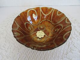 Italian Pottery Bowl Gold  Swirl Pattern Burnt Orange  6.5&quot; Made in Italy - €8,48 EUR