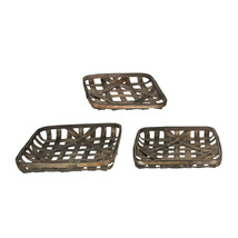 Square Woven Chipwood Tobacco Basket Tray Decorative Serving Display Set... - $67.58