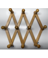 Vintage Wooden Expandable Accordion Collapse Rack 10 Peg Small Spaces K ... - $571.59 MXN
