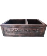 Mexican Copper Apron Hand Handcrafted Sink 2 Bowls 60/40 - Horses - - $37,768.56 MXN