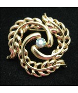 PINWHEEL Leaf BROOCH Vintage PIN Aurora Borealis Rhinestone Goldtone Lig... - $281.14 MXN