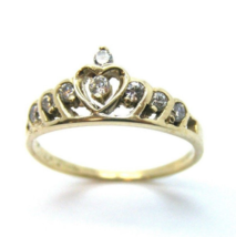 Tiara Ring Sweet Sixteen CZ Ring 14 k Yellow Gold. - £239.75 GBP